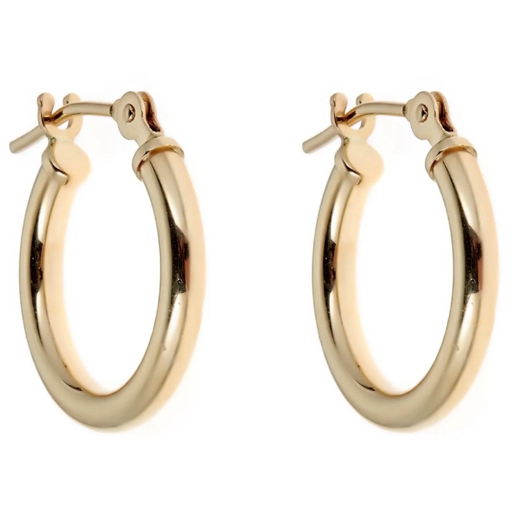 14K Solid Gold Baby Tubular Hoop Earring Huggie